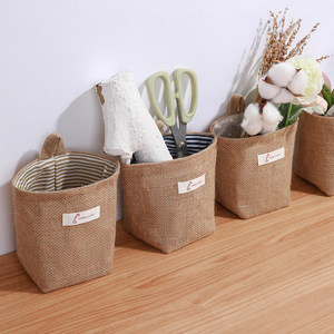 Mini bolsa de almacenamiento de lino, rectangular, plegable, multiusos, para colgar en la puerta de la mesita de noche del dormitorio - Product Image 2