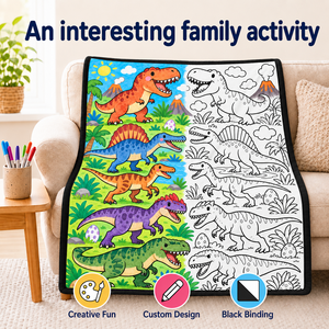 Manta de Colorear con Diseño de <span class=keywords><strong>Dinosaurios</strong></span>, Manta de Arte Prehistórico para Colorear con Marcadores, para Dormitorio, Sofá, Regalo DIY - Product Image 3