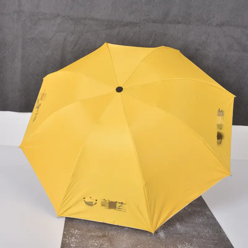 Customized Promotional Gifts Folded Silver Coating Sunshade and Sunscreen 3 Folding Advertising Umbrella with Logo Printing