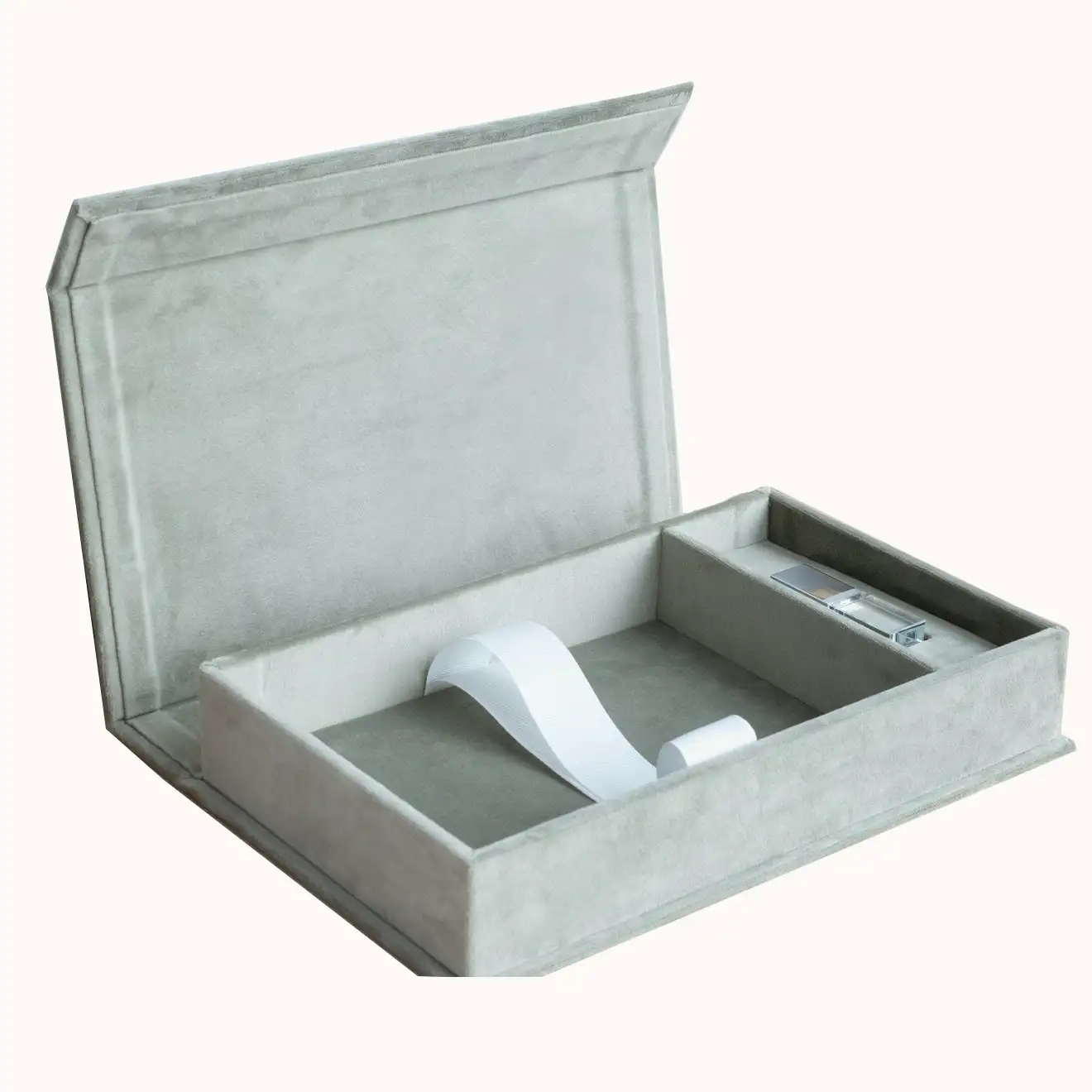 Paquete de embalaje para regalo de boda, paquete de papel de impresión de lino, terciopelo, con unidad Flash USB de vidrio, OEM, 4x6, 5x7, 6x8