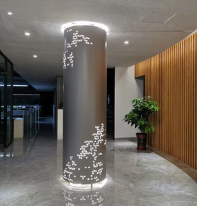 Panel <span class=keywords><strong>de</strong></span> Aluminio Luminoso Personalizado para Pilares Cilíndricos, Lámina <span class=keywords><strong>de</strong></span> Aluminio Iluminada con Diseño Artístico para Envolver Columnas - Product Image 2