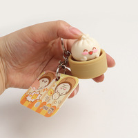 Jouet de décompression en plastique, porte-clés pendentif amusant en forme de petit sac de cuisson à la vapeur, porte-clés squishy en forme de dumpling, jouets en gros