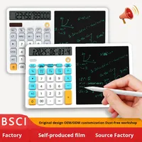Tablet Tulis LCD Kalkulator dengan Fungsi Suara, Baterai, Bahan ABS, Kalender, Penyangga, Papan Pesan untuk Meja Kantor