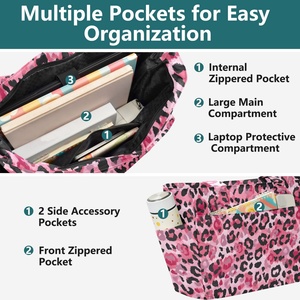Sac à main matelassé grande capacité motif léopard rose tendance, sac bandoulière rétro décontracté, grand sac fourre-tout pour femme, sac à l'épaule pour femme - Product Image 4