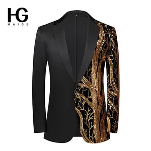 Custom Slim Fit Men's Suits Sequins Shiny Party Suit Jacket New Fashion Wedding Coats