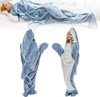 Venta al por mayor de mantas de franela de tiburón. Fabricante con capucha  y manta de animales usable.