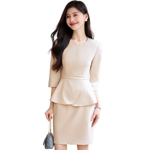 Women's Office Suit Set Three Quarter Sleeve Satin Anti-Wrinkle Summer Professional Style - Product Image 4