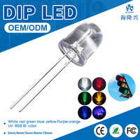 Diode LED ronde F10 tricolore haute performance de 10 mm, super lumineuse, dimmable, Ra80, durée de vie de 50 000 heures, garantie de 2 ans