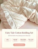 Parure de lit en coton 100% très lourd 40S40S avec dentelle 3D tissée motif Princesse Douce Fille, vente en gros
