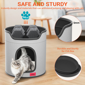 Mèo nhà cho mèo trong nhà, lớn sang trọng đôi mèo giường với mèo scratcher Pad đồ chơi W/catnip, mềm có thể giặt đệm - Product Image 6