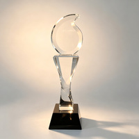 Nouveau Prix en Cristal Vierge en Forme de Flamme avec Socle Noir pour Cérémonies d'Entreprise, de Sport et Souvenirs – Vente Flash