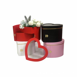 YoYo packaging Valentine's Day Mother's Day Large Two-tier Rotating Heart-Shaped Flower Gift Box Flower Box With Hand Gift Box C