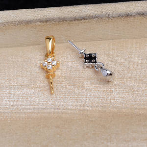 Pendentif en argent 925 en forme de diamant, accessoire DIY simple, 8-10 perles lâches, bijoux, produit semi-fini vide, 5862 - Product Image 3