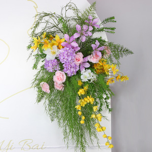 Arrangements floraux artificiels pour mariage, fleurs en plastique et soie mélangées, décorations d'angle vertes et blanches pour toile de fond de mariage - Product Image 4