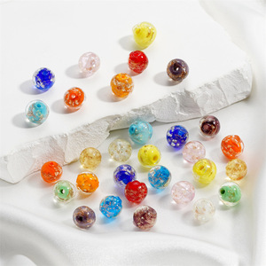 Luminous <b>Gold</b> Sand Loose <b>Beads</b> 10mm Round Crystal Lampwork Glass For <b>Bracelet</b> Making DIY Jewelry Accessories Wholesale - Product Image 3
