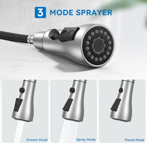 Pull‑Down Sprayer Kitchen Faucet Single Handle <b>Brushed</b> Nickel <b>Deck</b> Mounted Sink Mixer Tap For Modern Home Kitchen Renovation - Product Image 2