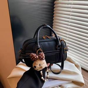 Retro women's winter style zipper closure PU leather polyester women's tote <b>bag</b> - Product Image 6