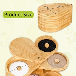 Caja giratoria de bambú de cinco niveles para condimentos con almacenamiento de sal y azúcar para uso en bares y cócteles - Product Image 4