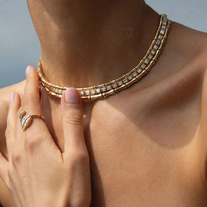 Conjunto de Collar Gargantilla de Bambú Gemnel: Plata 925 y Oro de 18K, Joyería de Diseño Inspirada en la Naturaleza de 16 Pulgadas - Product Image 3