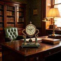 Horloge de table européenne en marbre de haute qualité Horloge de bureau à pendule en métal à quartz de luxe pour la décoration de bureau à domicile Vente chaude