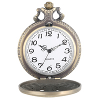 Collier style ancien horloge bijoux métal Steampunk éléphant Bronze montre de poche à quartz avec chaîne de chandail