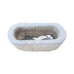 Chinois Antique Long et Ovale <span class=keywords><strong>Pierre</strong></span> Abreuvoir Animal Petit Abreuvoir D'alimentation Traditionnel Fleur Planteur - Product Image 1