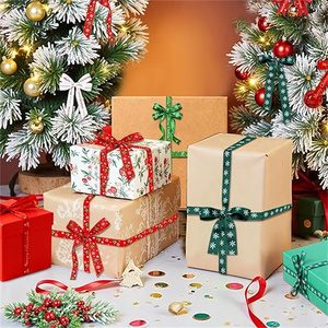 Ruban de Noël 6 couleurs assorties Rubans à thème Joyeux Noël pour emballer des cadeaux, des travaux manuels et des décorations de fêtes - Product Image 4