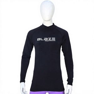 Wholesale Women Ladies Large Size Short Rash Guard Surf Shirt Swimsuit Beachwear Sport UPF50+ Black 100% Polyamide Waterproof - Product Image 1