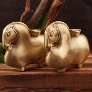 รูปปั้นม้าทองเหลืองเสริมโชคลาภ ของตกแต่งบ้านสไตล์จีนโบราณ - Product Image 1