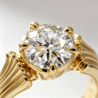 Bague en or massif 18 carats style Art Déco avec diamant de laboratoire 2 carats, inspirée de Hailey Bieber, collection de haute joaillerie, série Archives aux enchères