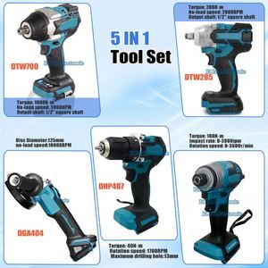 Set di Utensili Elettrici Professionali 5-in-1 a Batteria 18V (Chiave, Smerigliatrice Angolare, <span class=keywords><strong>Trapano</strong></span>, <span class=keywords><strong>Avvitatore</strong></span>) per Riparazioni Automobilistiche - Product Image 3
