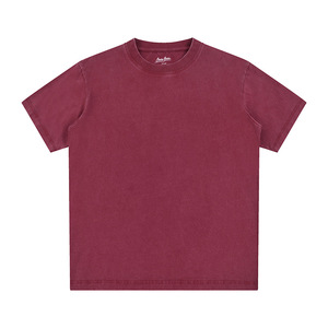 T-shirt vintage en coton américain style Old Money à manches courtes pour hommes et femmes, marque tendance, grande taille, couleur unie délavée - Product Image 6