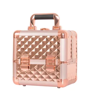 L'Oréal direct supplier Rose Gold Studded Suitcase Beauty Box Vanity Case with handle