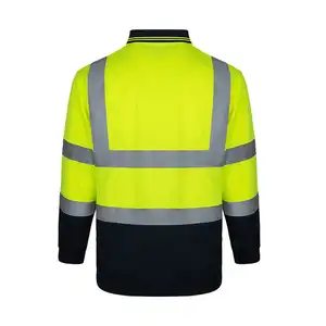 CE ANSI Construction Warning Workwear Uniform Reflective Hi Viz Vis Mesh Safety Short Sleeve Moisture Wicking Polo Shirt