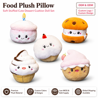 Ensemble de coussins en peluche alimentaires : Dessert, Gâteau, Cupcake, Pain, Visage Mignon, Coussin Doux Rembourré, OEM ODM Personnalisé, Vente en Gros