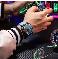 Montre Chronographe Carrée de Luxe pour Homme, Affichage de la Date, Étanche, Silicone Luminescent
