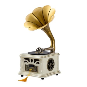 Reproductor de audio de escritorio estilo gramófono vintage, altavoz BT multifunción, decoración artística retro para la mesa de la sala de estar. - Product Image 1