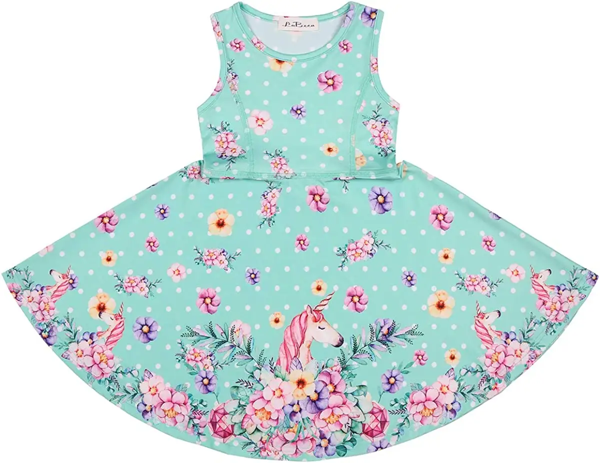 Kids Toddler Girl Casual Dresses Spring Summer Autumn Long Sleeveless Butterfly Flower Girls Dress