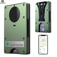 Porte-cartes minimaliste anti-RFID à insertion facile avec pince à billets compatible Apple Find My iOS