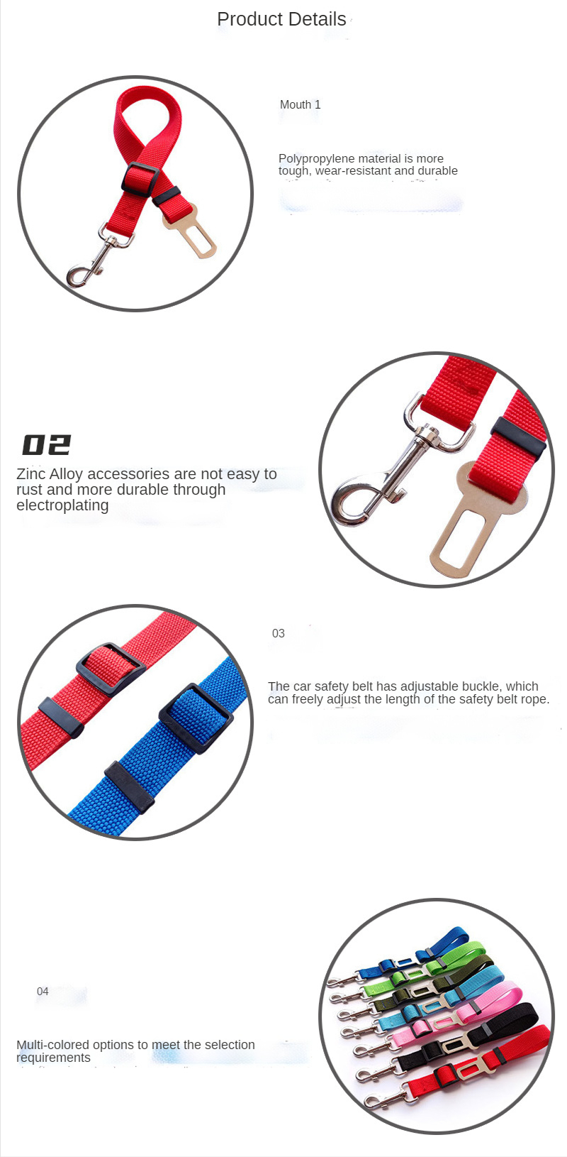 Amazon hot selling pet car seat belt car retractable leash dog harness dog leash dog supplies