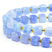 Perles carrées en pierres précieuses naturelles Xulin de 6 mm, 8 mm, 10 mm, perles cubiques facettées en aquamarine pour bracelet, bricolage