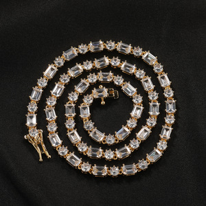 New European and American Style Zircon Inlaid Tennis <b>Chain</b> Hip Hop Fashion Unisex Clavicle Necklace - Product Image 3