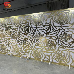 แผ่นฉากหลังพีวีซีลายกุหลาบทองเรียบหรู สำหรับตกแต่งเวทีงานแต่งงานและงานอีเว้นท์ - Product Image 1