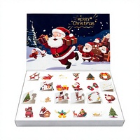 Calendrier de l'Avent de Noël en gros, boîte surprise à 24 compartiments, en papier couché, plateau en plastique recyclable, boîtes magnétiques