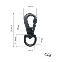 Alliage de zinc métal noir accessoires sans nickel placage pivotant oeil boucle déclencheur Clip fermoir mousqueton