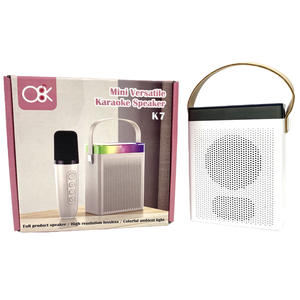 <span class=keywords><strong>K7</strong></span> Mini microphone portable Mini haut-parleur <span class=keywords><strong>audio</strong></span> Maison Chant Karaoké Famille Sans fil BT Mini haut-parleur portable extérieur - Product Image 1