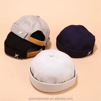 Collrown Men Landlord Hat,Brimless 6 Peanel Cotton Cap, Gorra de béisbol vintage sin visera