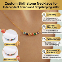 Collier personnalisé avec pierre de naissance en acier inoxydable, bijoux multi-pierres pour la famille et la mère, pour marques indépendantes, dropshipping