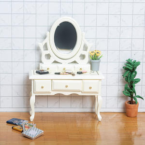 Meubles de maison de poupée Miniature, Table de <span class=keywords><strong>commode</strong></span> en bois avec tiroir miroir, nouvelle collection 2022 - Product Image 3