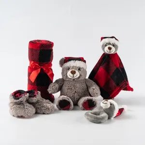 婴儿淋浴新生儿礼品盒套装手铃鞋婴儿舒缓毛巾熊玩具毯巴比